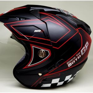 ( Bayar DiTempat ) - Helm Double Visor BXP Motif Moto GP 2 Kaca - Kualitas Setara Helm KYT INK GM WTO MSR