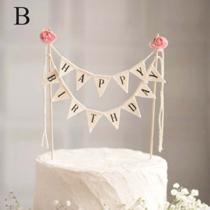 DAMONJ Handmade Baby Shower Bunting Pennant Cupcake Garland Party Supplies Happy Birthday Banner Cake Topper Cake Decoration