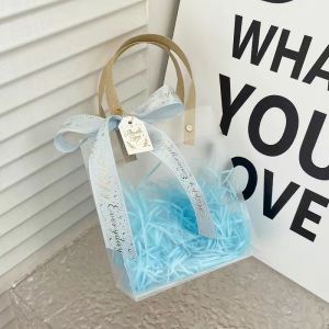 Gift Bag Transparent 透明礼物袋 Beg Hadiah Pink Comel Dengan Reben Majlis Hadiah Birthday Bag Handbag Ribbon Gift Box Pink Simple