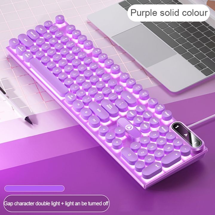 *Pink Girl Cute Backlight Gaming Keyboard dan Mouse Set Mechanical Feel ...