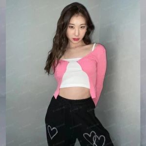 Korean ITZY Kpop Outfit Idol Women Jazz Dance Stage Wear Crop Top Festival Clothing Rave Concert Outfits Hip Hop Clothes