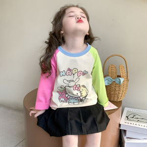 👶เสื้อยืดแขนยาวสำหรับเด็กผู้หญิง เสื้อท่อนล่างสำหรับเด็กผู้หญิง Girls long-sleeved T-shirt【Hippobaby】