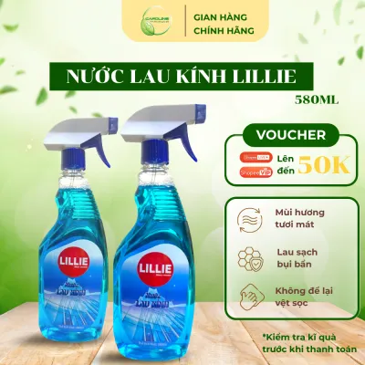 {Combo 2 CHAI} Nước lau kính LILLIE by Caroline 580 ml dùng cho lau kính xe ôtô các loại cửa kính bề mặt mika hoặc bề mặt bàn nhựa inox