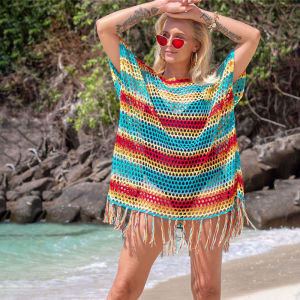 DN0841 Áo Choàng Đi Biển Nhiều Màu Sắc Gợi Cảm Đầm Đi Biển Tua Rua Ngoại Cỡ Áo Dài Áo Kaftan Móc Khoét Lỗ 2024