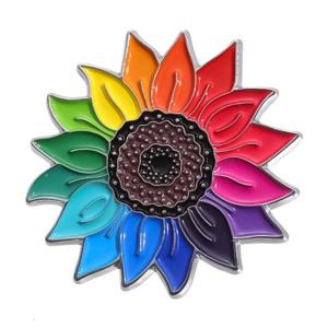 Sturdy Alloy Sunflowers Brooch with Rainbow Colorful Accessory for Trendy Women Daily Wear and Special Occasions