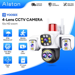 Yoosee Y60 4 Lens 3 Screens CCTV 10x zoom 360° Wifi/4G Home safe IP Camera Outdoor Waterproof Two-way voice 360 Panoramic No Blind Spots Smart Wifi CCTV Connect to Cellphone PTZ Security Camera Wireless Home Protection IP Cam Auto Human Tracking CCTV