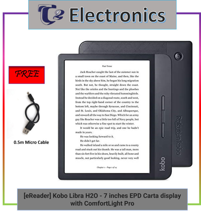 eReader] Kobo Libra H2O **Free 1m Micro Cable** - 7 inches EPD