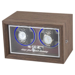 Black Walnut Wood Automatic Mechanica Watch Winder Display Organizer Storage Shake Box 2 Rotors