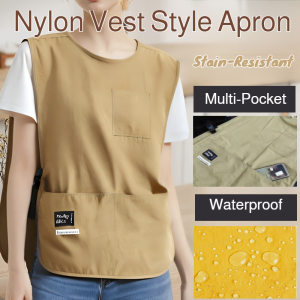 Vest Style Stain-Resistant Apron Waterproof Grease-Proof Durable Nylon Material Multi-Pocket Apron