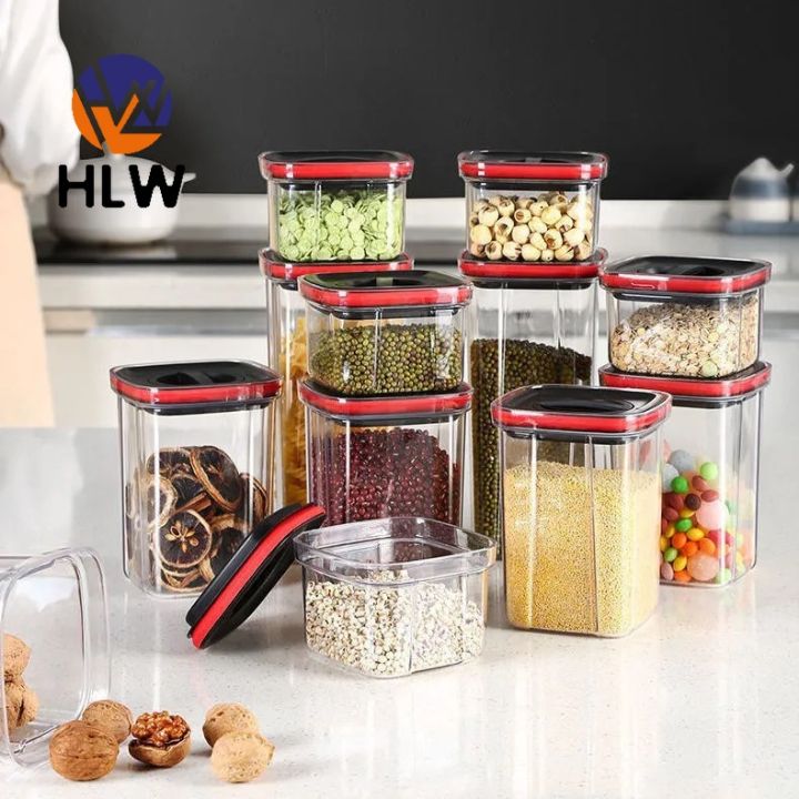 HLW Kitchen Plastic Airtight Container Sealed Jar Spice Storage Pantry ...