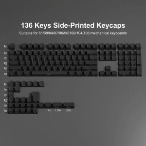 WOMIER 136 Keys Side Print Backlit Double Shot PBT Keycaps Gradient Shine Through RGB Keycap for Gateron Cherry MX Gamer Mechanical Keyboard