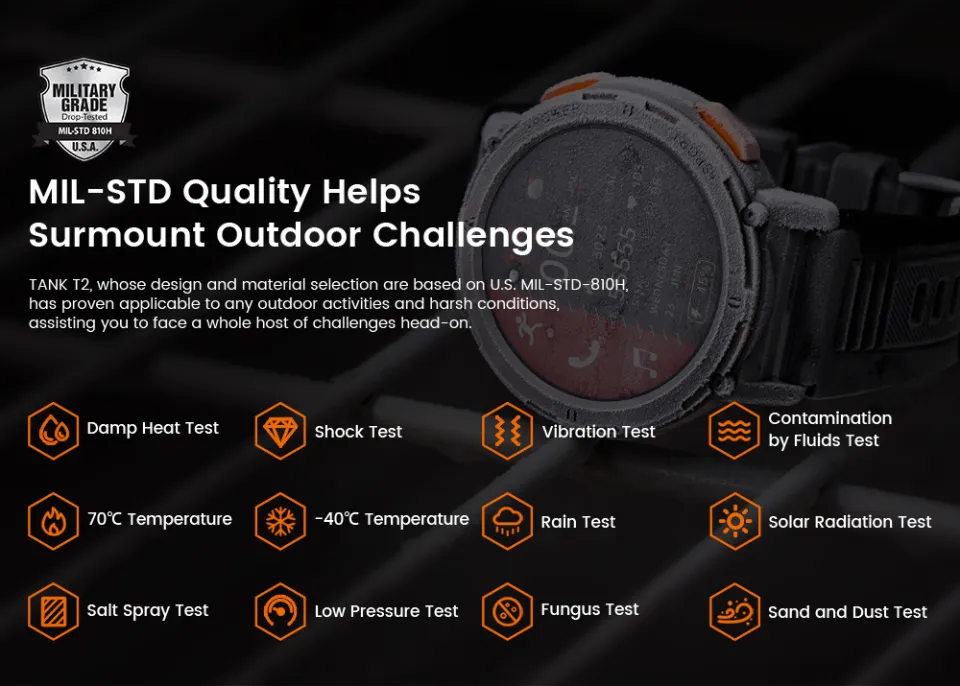 Kospet Tank T2 Smart Watch 50ATM Waterproof IP69 410mAh Free