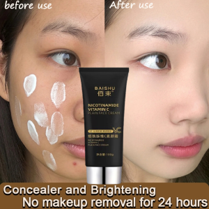 Vitamin C Bare Face Cream Brightens Skin Tone Makeup Cream Waterproof Sweat-Proof Long-Lasting Lazy Cream