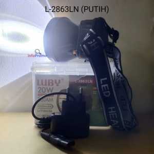 Senter Kepala LED Luby 20 Watt L-2863LN / L-2863KN Headlamp Cahaya Putih Dan Kuning Charger Original