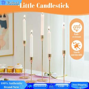 [Vodool Brand Center]3Pcs Gold Candle Holders Vintage Table Centerpieces for Wedding Fireplace Mantel Housewarming Gift