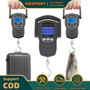 【HOSPORT】Compact Digital Scale 50kg with Backlit LCD and Hanging Hook for Accurate Measurement of Packages and Tools