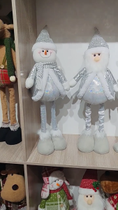Flexible Height Santa/Snowman/Elf Decoration Stretchable Silver Ornament For Window Display Holiday Party Decoration