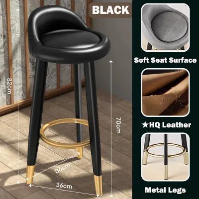 【In Stock-ships within 24H】Luxury High Bar Stool with Backrest Dining Chair Cafe Steel Legs & Padded Seat Minimalist Design for Kitchen Counter Dining & Cafe Kerusi Bar Tinggi吧台凳