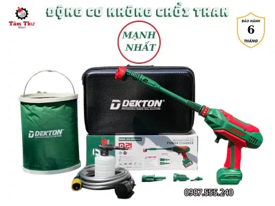 MÁY XỊT RỬA XE DÙNG PIN DEKTON M21 -SRX 1401BL - TẶNG KÈM BÉC 6 TIA + TÚI CHỐNG SỐC + XÔ XẾP