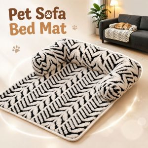 FLYING Soft Pet Sofa Bed Mat Fluffy With Side Bolsters Couch Protector Mat Thickened Warm Dog Cat Sleeping Cushion For Small Medium Pets