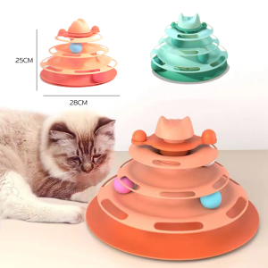 เล่นรางบอลเเมว 3ชั้น สามารถถอดและประกอบได้ง่าย ไม่รวมแท่งแมวตลก