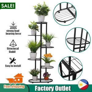 6 Layers Iron Plant Stand Pot Garden Plant Display Shelves Flower Stand Indoor Plant Rack Outdoor