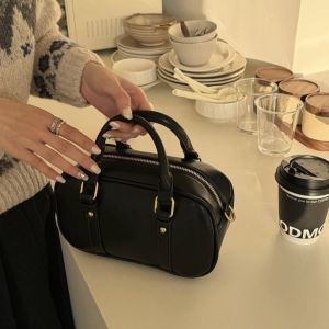 XENMART Double Handle Shoulder Bag Pu Leather Large Volume Crossbody Bag  Solid Color Boston Bag Daily Use