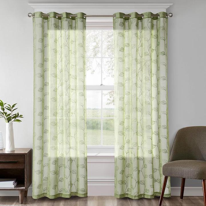 Sage Green Sheer Curtain Panels Grommet/Eyelet Curtain Drapes For ...