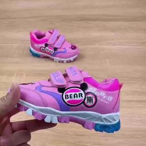 Sports Shoes Female Boys Cartoon Light Mickey Bear Flashing Running Shoes 3-7 Princess Travel Shoes