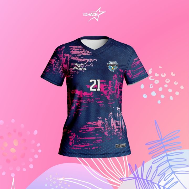 Womens T-shirt Team Jersey Summer V-neck Sports Top Full