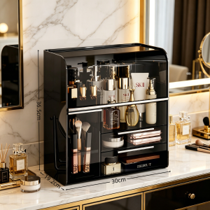 【MOHO.SG】Luxury Makeup Storage Cabinet Dustproof Transparent Makeup Box Acrylic Cosmetic Display Case Quality Makeup organizer Case Dustproof With Handle and Drawer