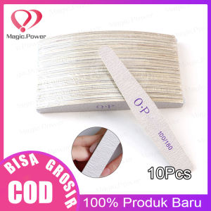 10PCS Double Sided Nail File 100/180 Half Moon Kikir Kuku Setengah Lingkaran Nail File Grid Kikir Asah Kuku Buffer Nail Manicure