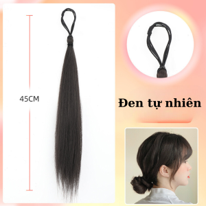 Tóc giả cột chun thẳng tự nhiên Nhà Mây tóc giả cột chun thẳng 45cm óc giả đuôi ngựa-M14