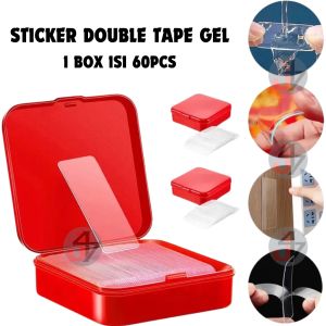 Sticker Double Tape Gel 2 Sisi 1 Box Isi 60 pcs Isolasi Bening/ Stiker Perekat Dinding Tembok Kaca Keramik Tanpa Bekas