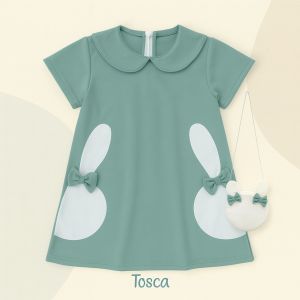 Two Mix Dress Anak Perempuan - Baju Anak Fashion Motif Kelinci 4301