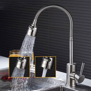 Kitchen Tap 304 Stainless Steel Hot And Cold Kitchen Pull-out Faucet Waterfall Sink Tap