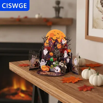 [COD] CISWGE Vui 3D Halloween bưu thiếp lên tất cả các thánh ngày thiệp chúc mừng quà tặng đáng yêu cho trẻ em gia đình kỳ nghỉ lời chào