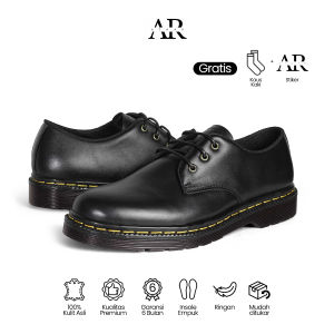 Sepatu Docmart Pria Wanita Low Boots 3 Hole Kulit Hitam
