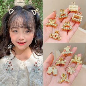 Jepitan Rambut Korea Mini Wanita Dewasa Motif Mutiara Geometric - Warna Emas 9 Model Jepitan Random
