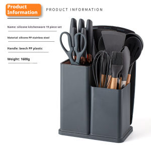 19Pcs Silicone Kitchen Utensils and Knives Set - Non-Stick Non-Toxic Food Safe High Temperature Resistance Spoon