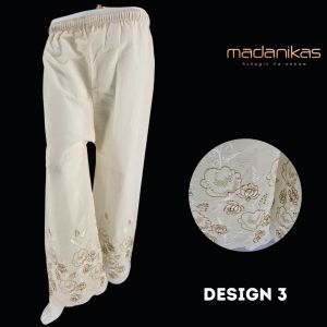 MADANIKAS Womens Designer Cotton Palazzo with Intricate Gold & Silver Embroidery
