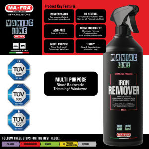 Mafra Maniac Line Iron Remover (Concentrated PH Neutral clean decontaminate wheel rims brake dust car paintwork logo)