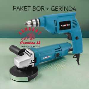 SATU PAKET HEMAT !! BOR 10MM & GERINDA 4 INCH BOR DAN GERINDA MEREK MONAKE MO954 MAKITA MAILTANK