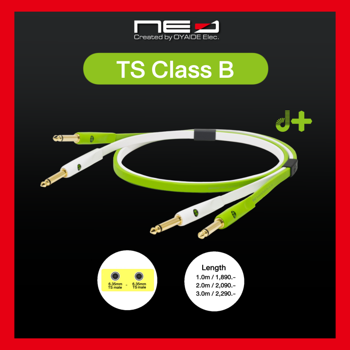 Cavo Jack 1/4" TS - TS NEO BY OYAIDE D+ Class B, Alta Fedelt&agrave;, 1 Metro, Per Strumenti Musicali E Audio