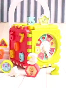 Puzzle Building Block Toy Shape Matching Hexahedron with Number Graphic Cognitive Block for Baby