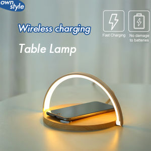 LED Table Lamp with Wireless Charger10W Qi Fast For iPhone X XR XS Mobile Phone Charging Holder Night Light Pad Phone Stand