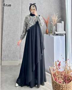 Baju Kaftan mutiara dress Wanita Bahan Ceruty Set Puring Jumbo Mewah Terbaru Kekinian 2023