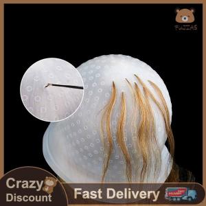 FUJIAS4 Silicone tóc màu nắp móc kim màu chuyên nghiệp nhuộm màu làm nổi bật tái sử dụng thiết lập Frosting nhuộm công cụ Thẩm mỹ viện