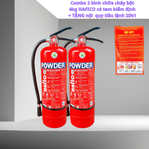 {CÓ KIỂM ĐỊNH}Combo 2 bình chữa cháy bột ABC 4kg  có tem KĐ-Tặng Nội quy tiêu lệnh 2IN1