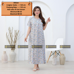 Daster Panjang Lengan Pendek / Daster Jumbo Panjang Lengan Pendek